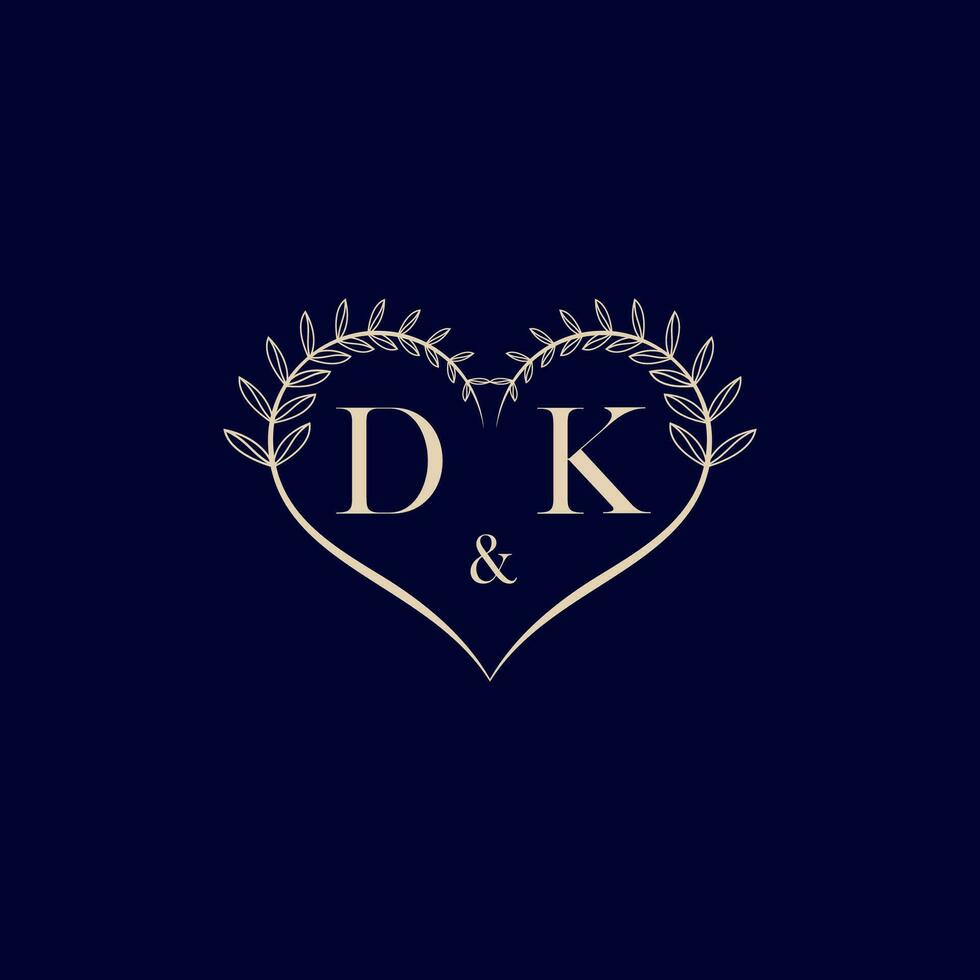 dk floral l'amour forme mariage initiale logo vecteur