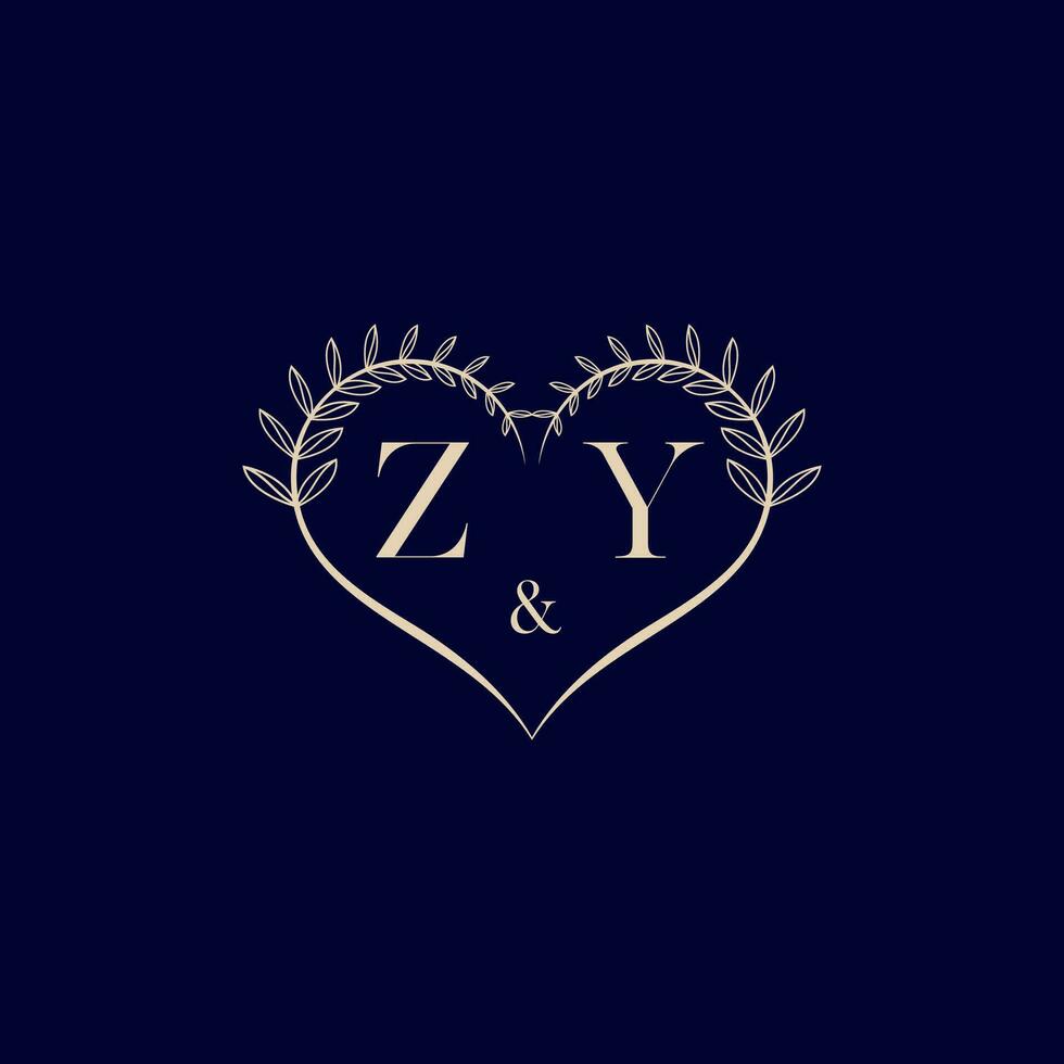 zy floral l'amour forme mariage initiale logo vecteur