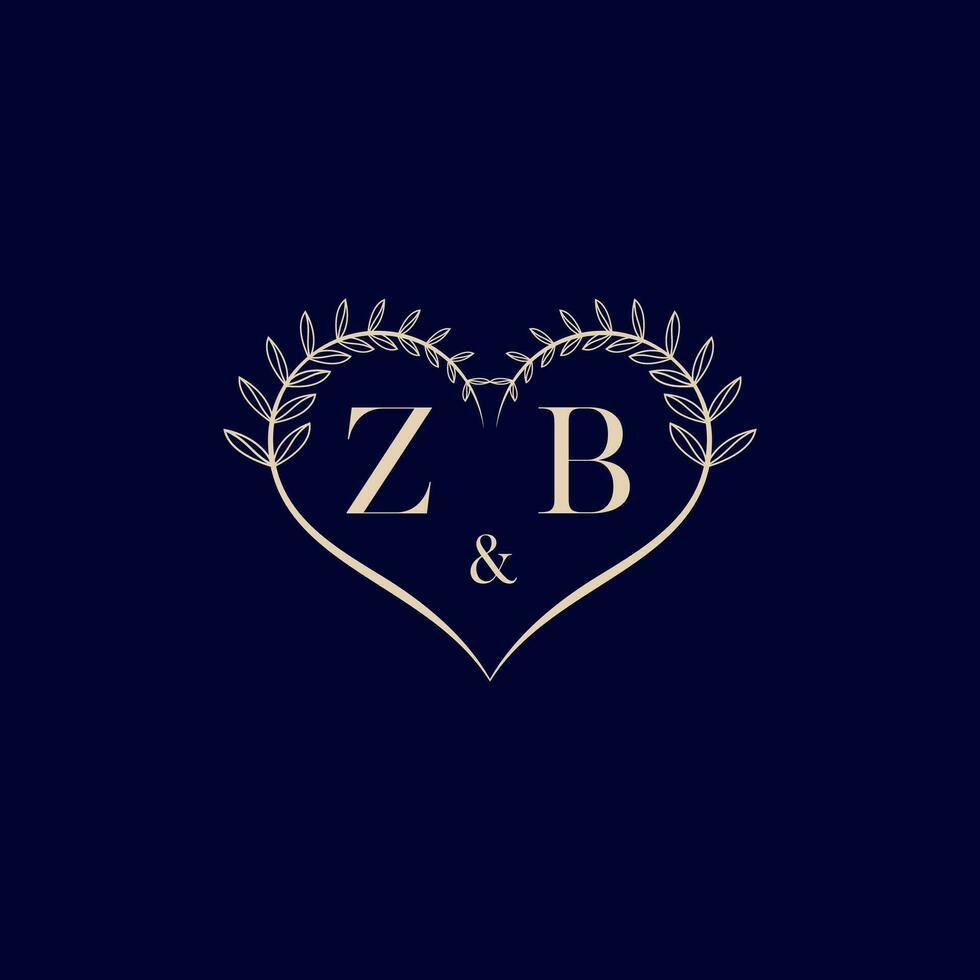 zb floral l'amour forme mariage initiale logo vecteur