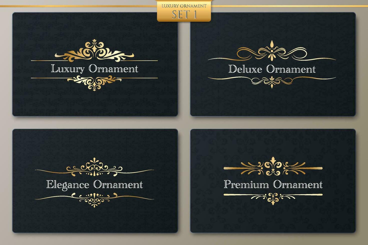 ornement or luxe vecteur ensemble, prime conception pour décoratif invitations carte, cadres, de luxe menu, produit Étiquettes, graphique conception, café, boutiques, document, mariage faire-part, site Internet, emballage