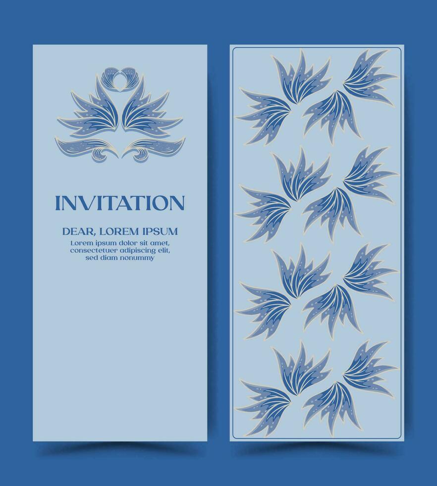 mariage invitation et annonce carte avec ancien Contexte ouvrages d'art. bleu invitation vecteur