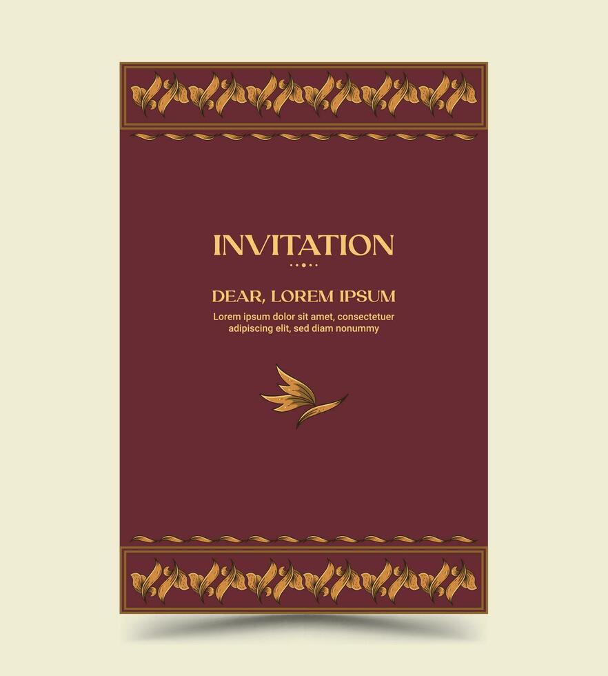 bordeaux rouge mariage invitation modèle avec ancien modèle ornement, enregistrer le Date vecteur