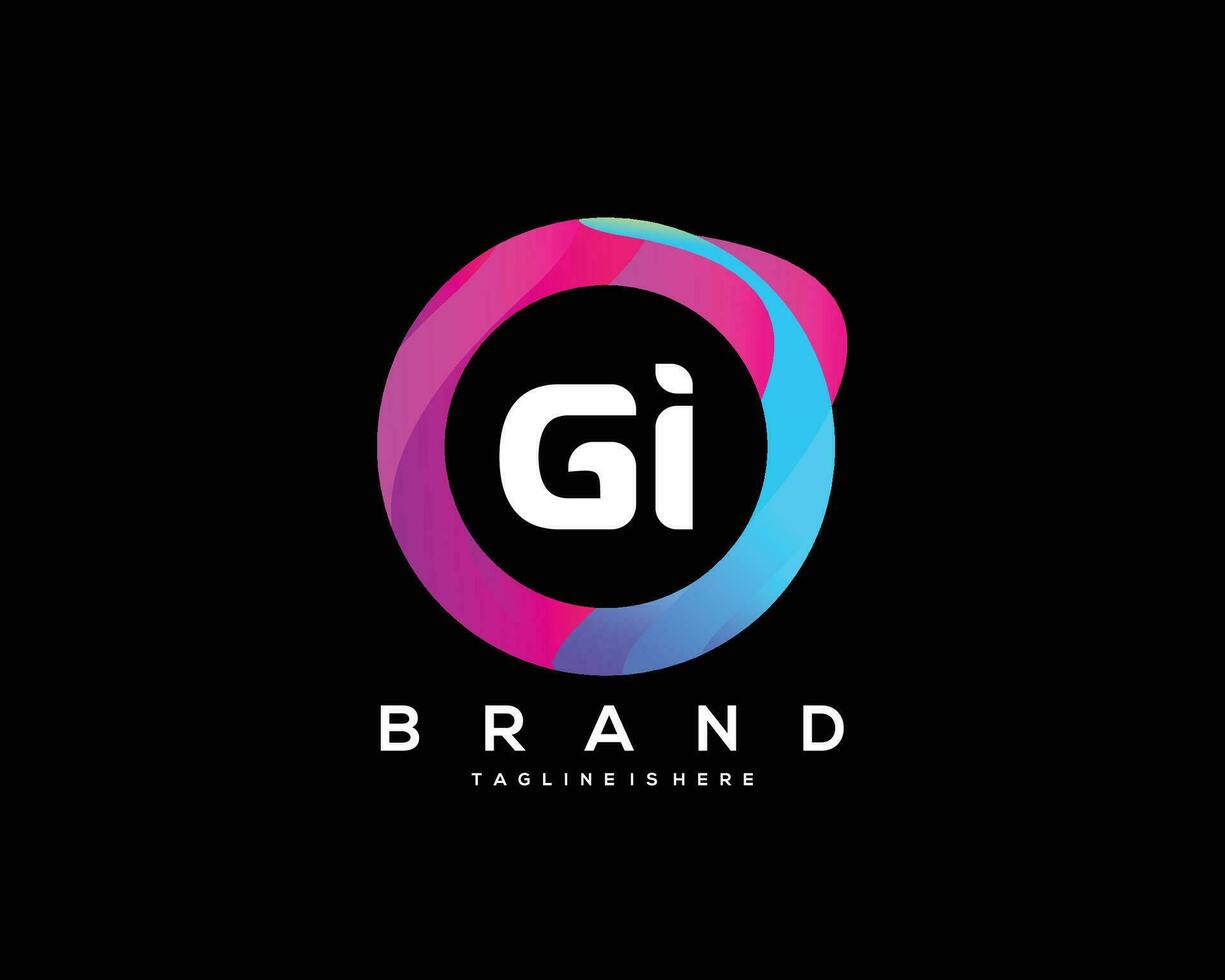 initiale lettre gi logo conception avec coloré style art vecteur