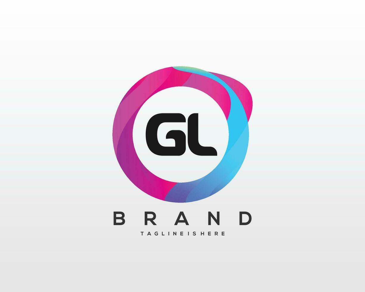 initiale lettre gl logo conception avec coloré style art vecteur