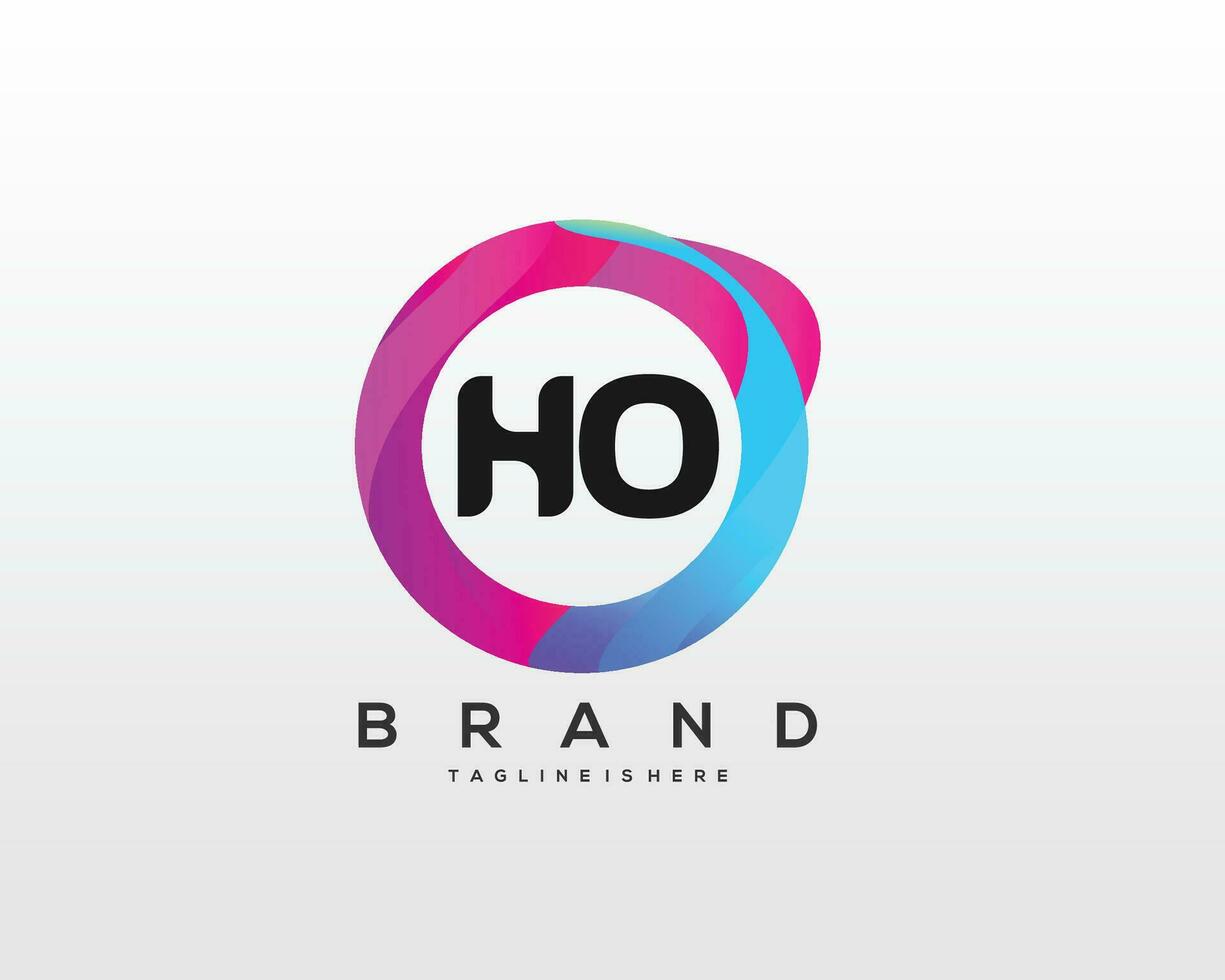 initiale lettre ho logo conception avec coloré style art vecteur