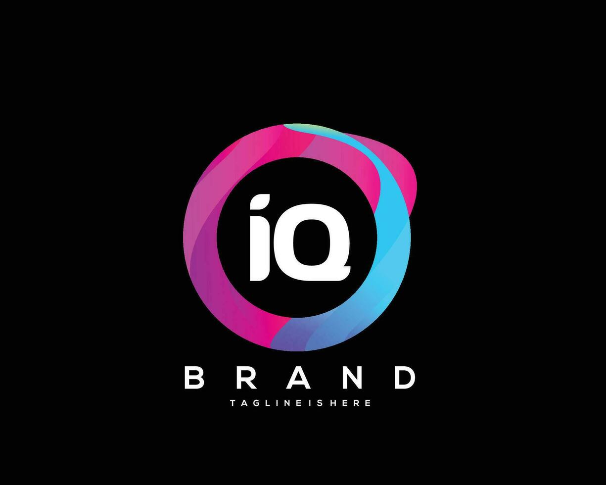 initiale lettre iq logo conception avec coloré style art vecteur