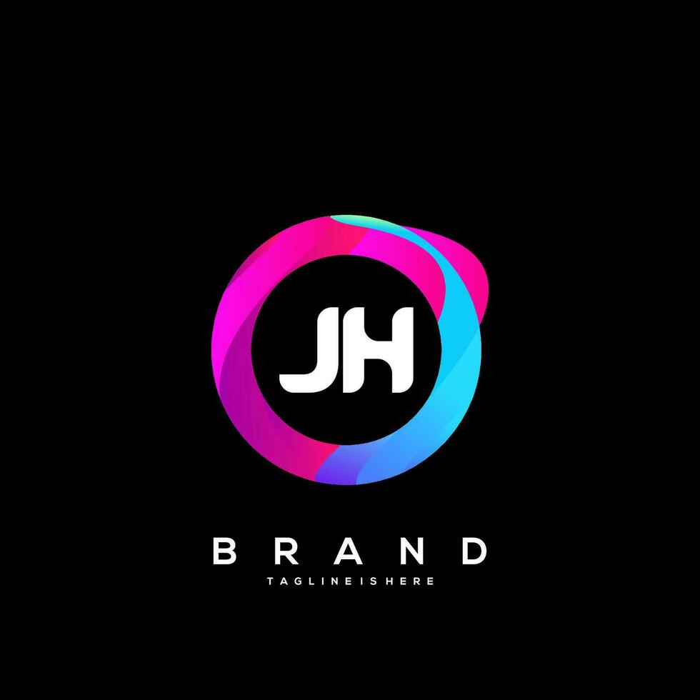 lettre jh pente Couleur logo vecteur conception