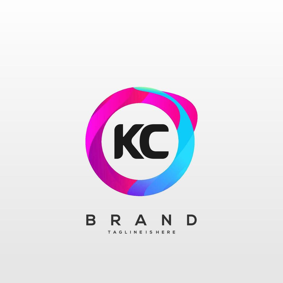 lettre kc pente Couleur logo vecteur conception