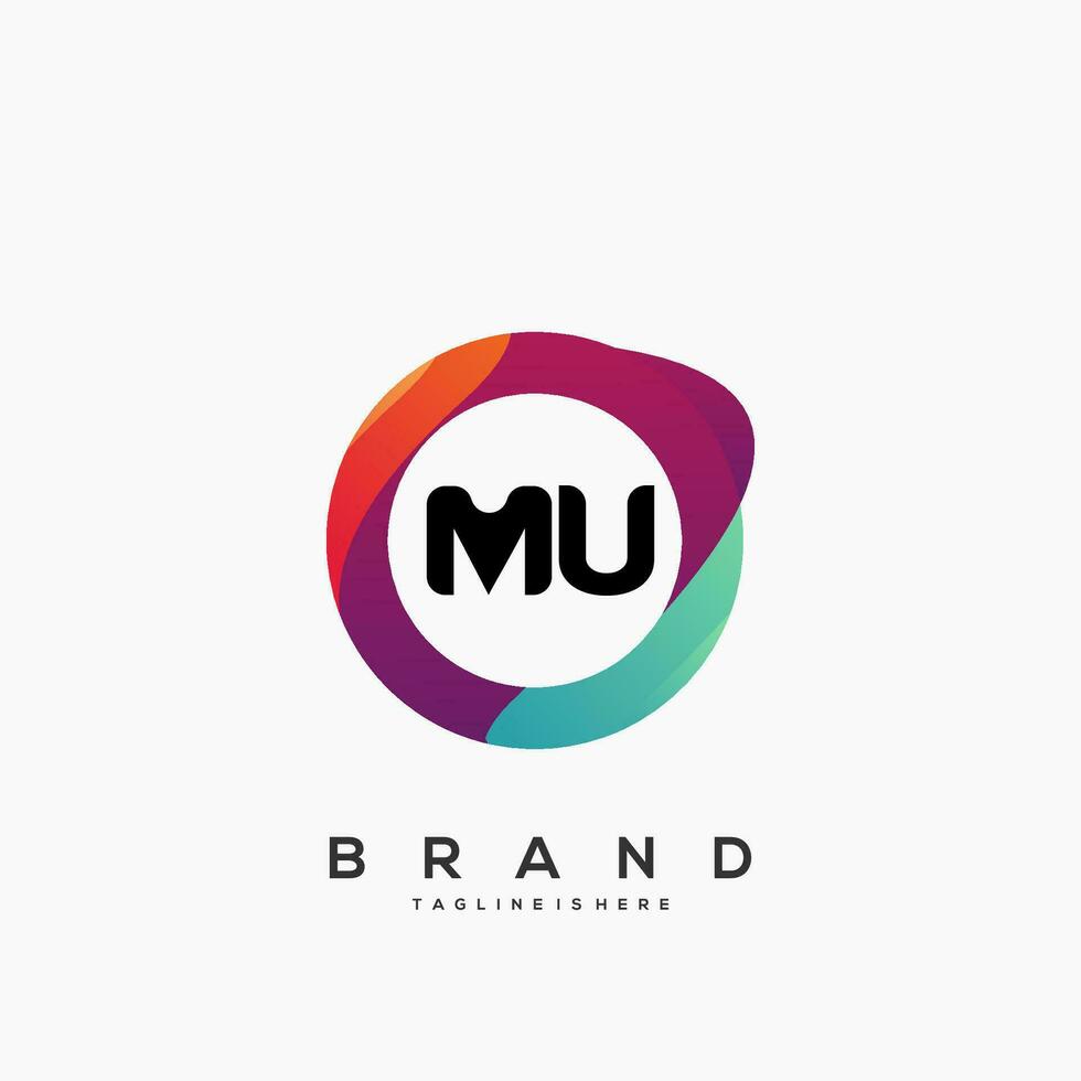 lettre mu pente Couleur logo vecteur conception