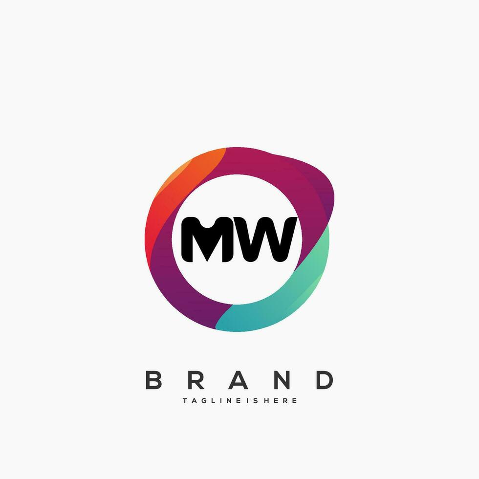 lettre mw pente Couleur logo vecteur conception