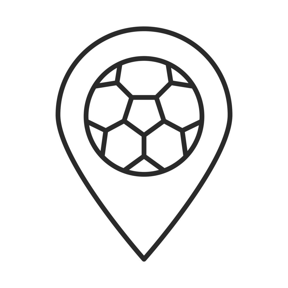 emplacement du pointeur de jeu de football avec icône de style de ligne de tournoi de sports récréatifs de la ligue de balle vecteur