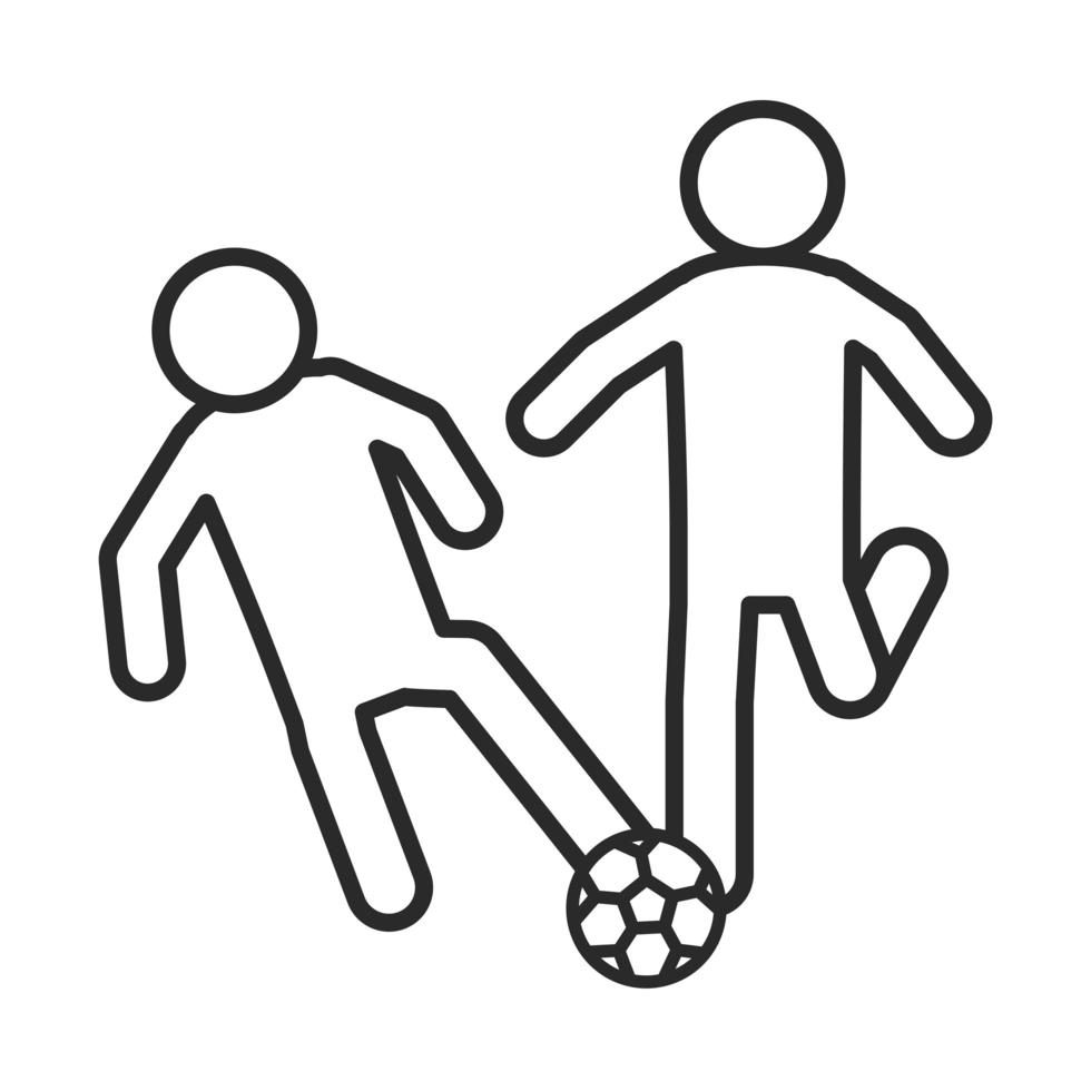 joueurs de football se battant pour une icône de style de ligne de tournoi de sports récréatifs de la ligue de balle vecteur