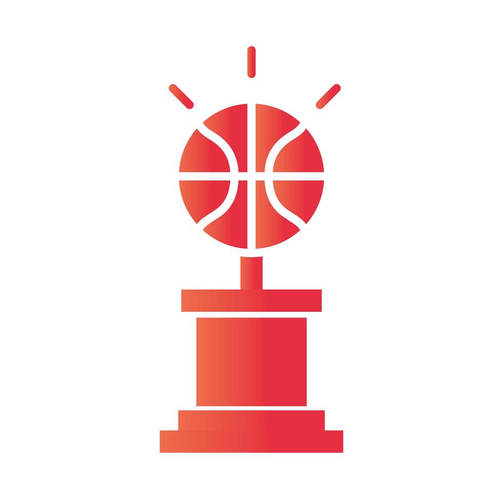trophée de jeu de basket-ball avec icône de style dégradé sport loisirs équipement de balle vecteur