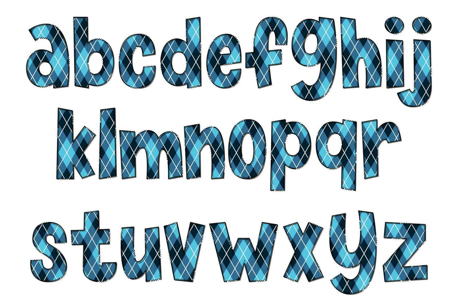 fabriqués à la main bleu géométrique des lettres. Couleur Créatif art typographique conception vecteur