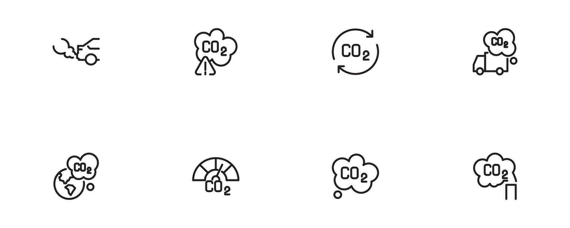 ensemble ligne icône CO2 vecteur