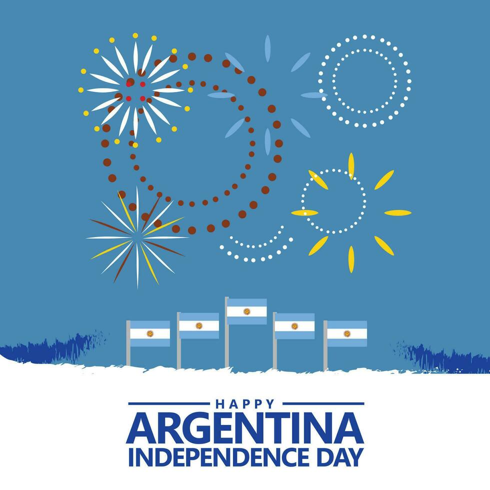 Argentine indépendance journée fête vecteur illustration avec feux d'artifice. Sud Amérique nationale journée Publique vacances.