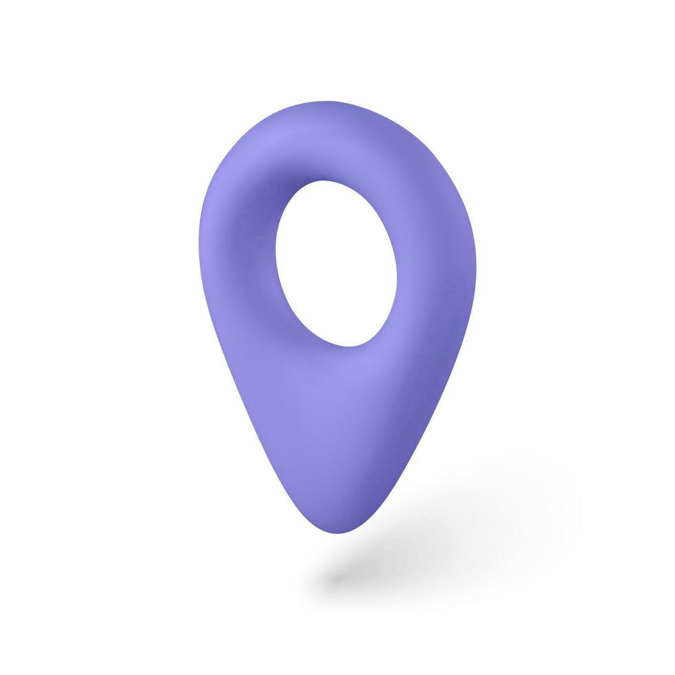 3d violet épingle point marqueur avec ombre. emplacement icône sur carte. vecteur illustration