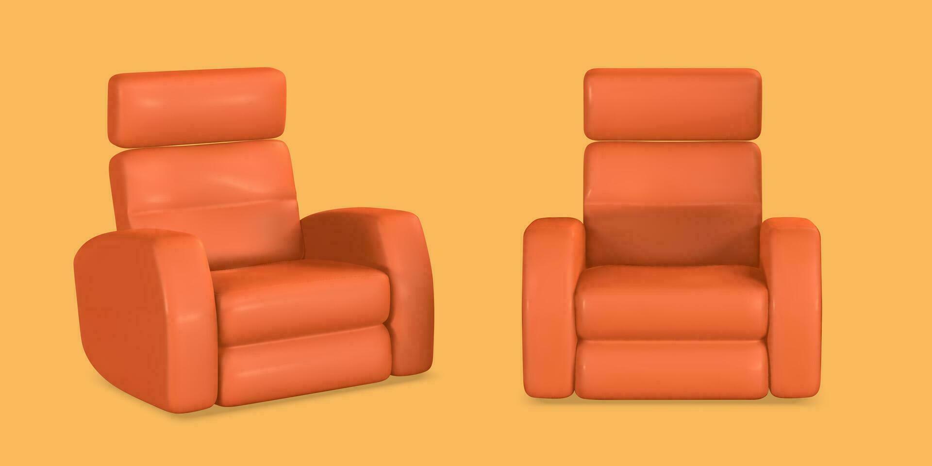 3d réaliste fauteuil avec ombre dans dessin animé style. vecteur illustration