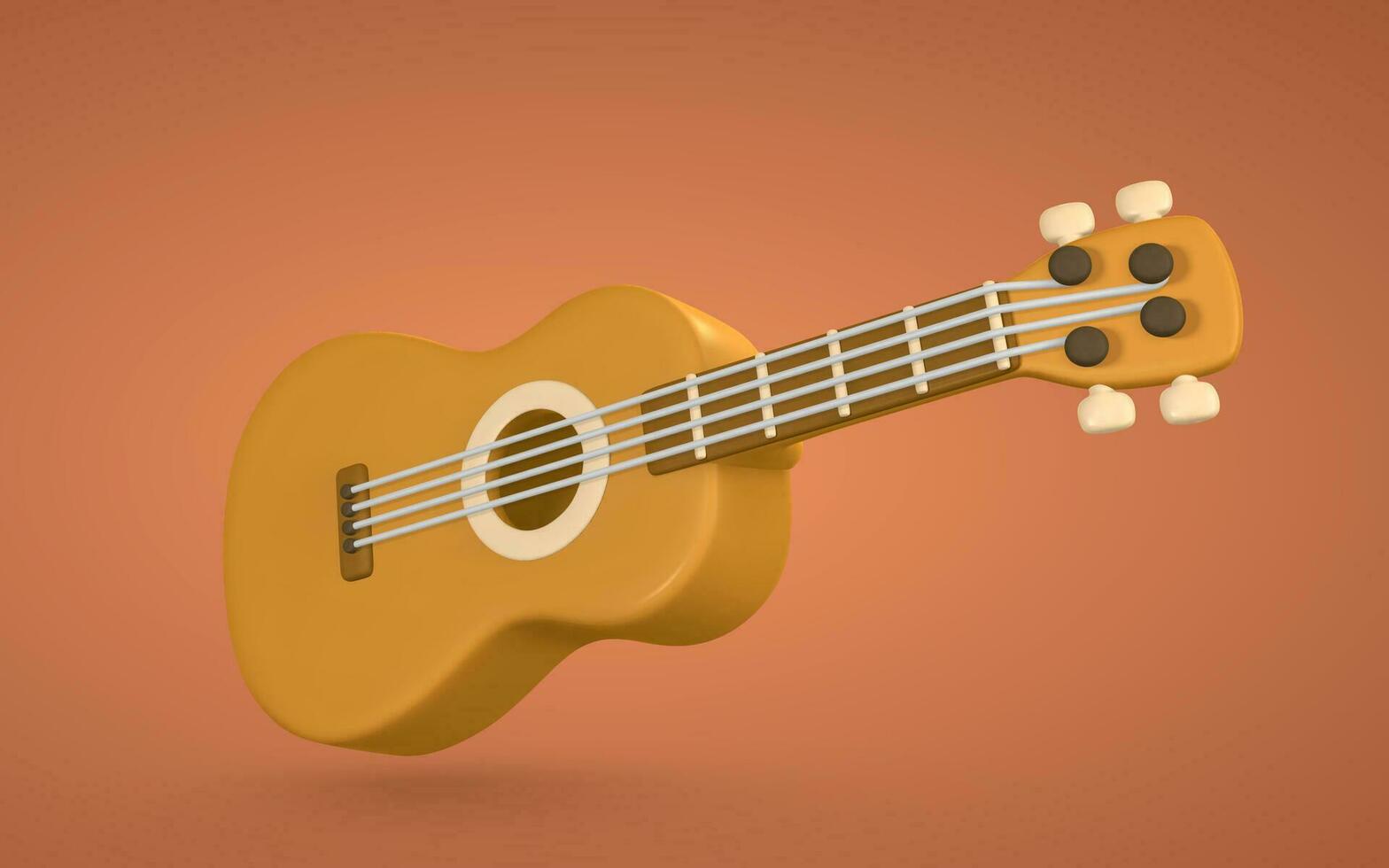 3d réaliste acoustique guitare pour la musique concept conception dans Plastique dessin animé style. vecteur illustration