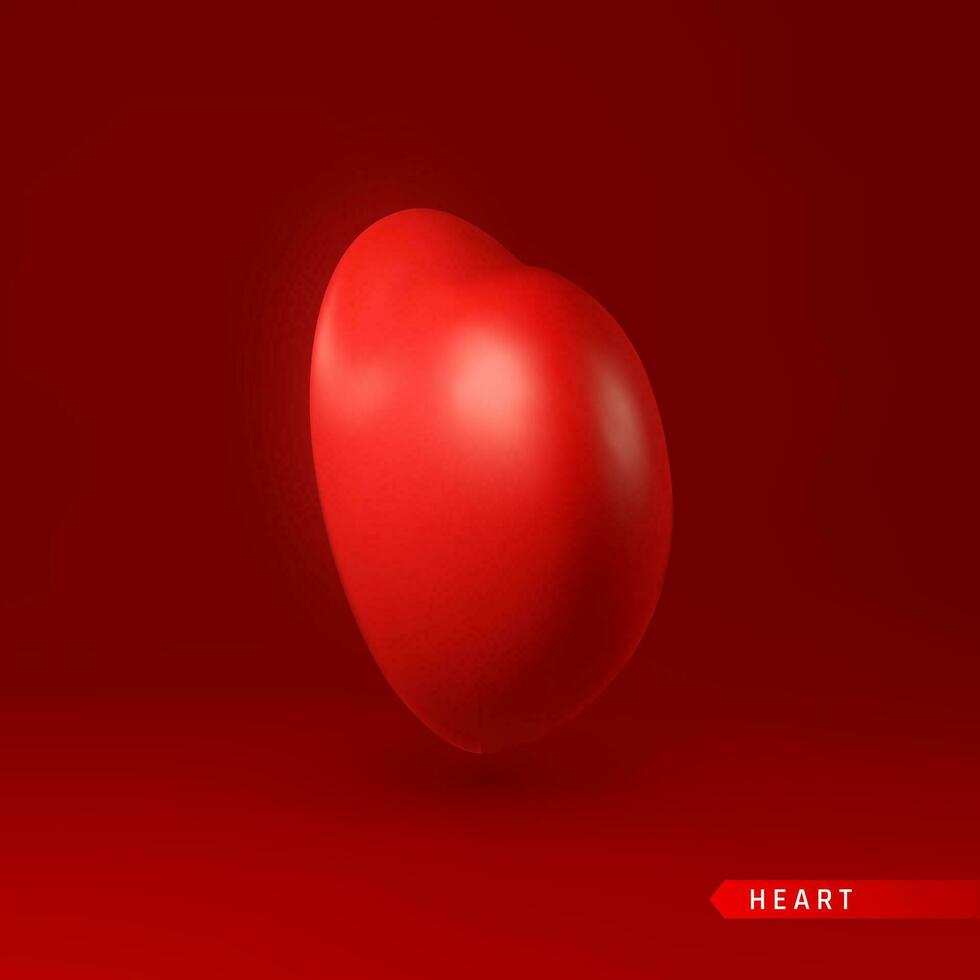 3d rouge cœur. l'amour symbole isolé sur rouge Contexte. vecteur illustration