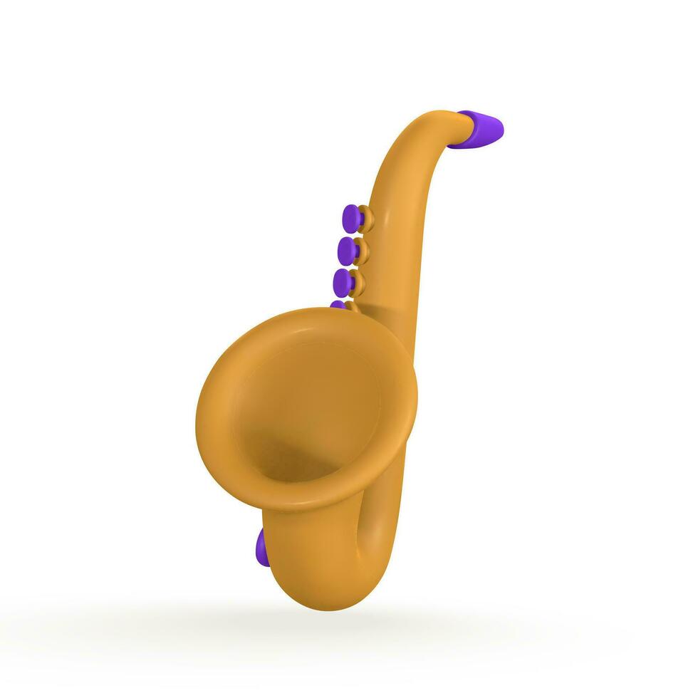 3d réaliste saxophone pour la musique concept conception dans Plastique dessin animé style. vecteur illustration