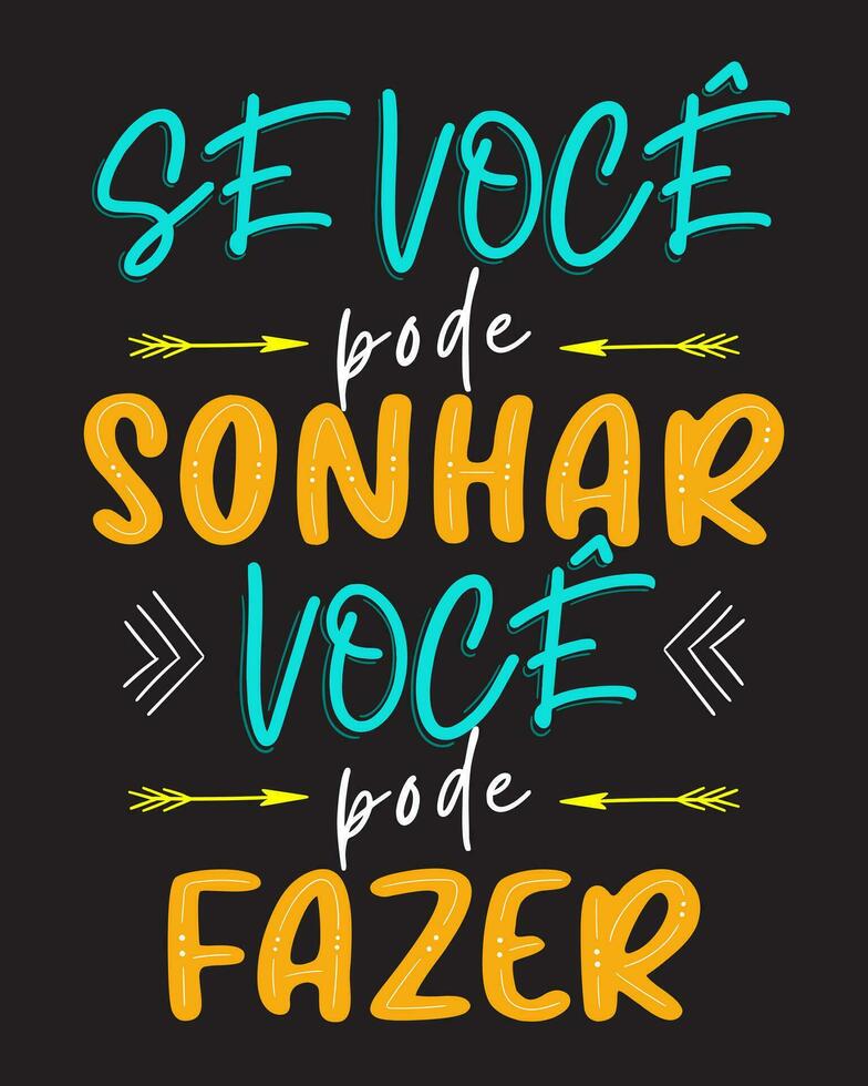inspirant coloré moderne affiche dans brésilien traduction.portugaise -si vous pouvez rêver il, vous pouvez faire il. vecteur
