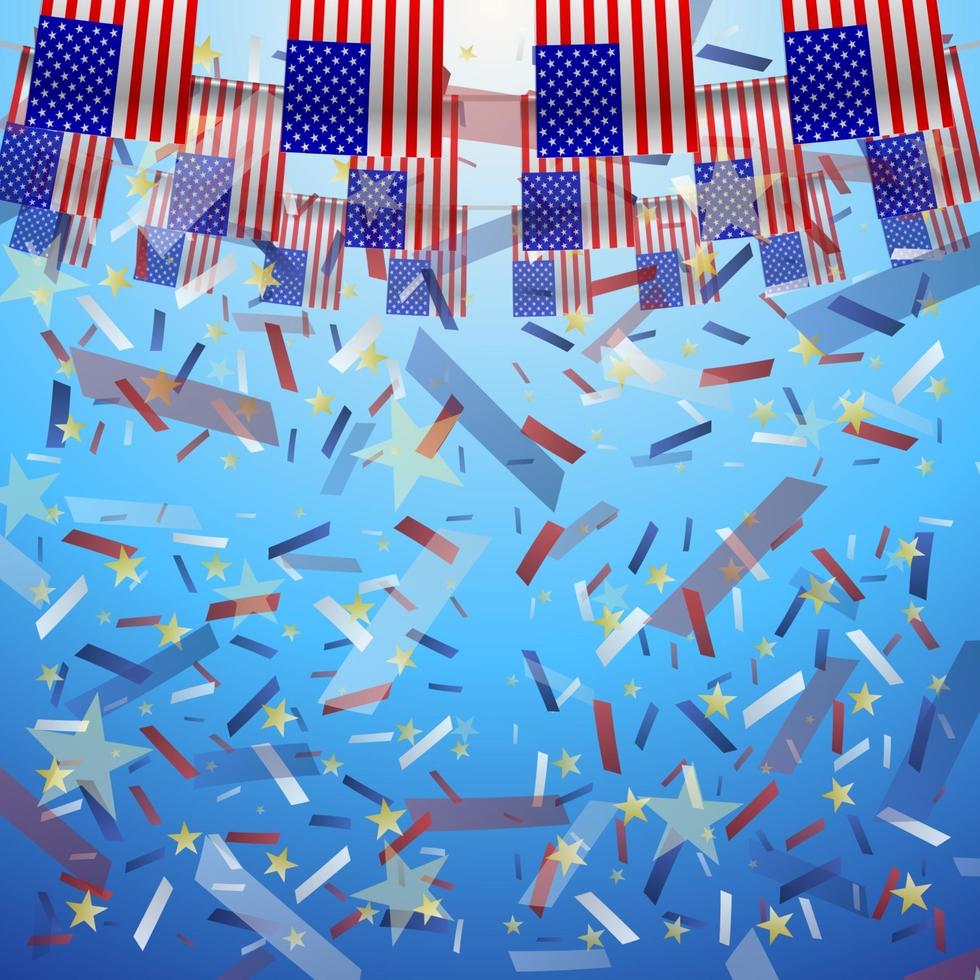 drapeaux des états-unis et vacances de confettis vecteur