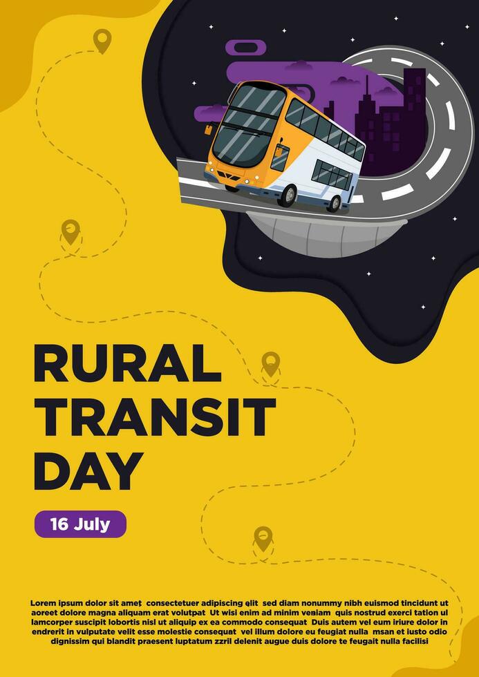 affiche modèles vecteur rural transit journée avec le ressentir de une ville autobus voyage vecteur illustration