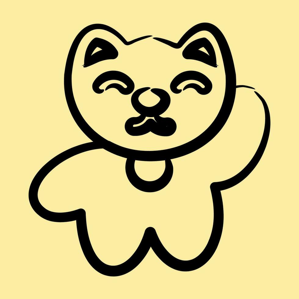 icône maneki Neko chat. Japon éléments. Icônes dans main tiré style. bien pour impressions, affiches, logo, publicité, infographies, etc. vecteur