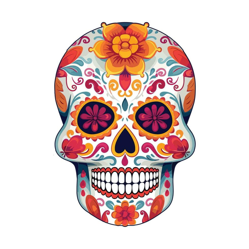 mexicain crâne couleurs ornement dia de muertos illustration vecteur