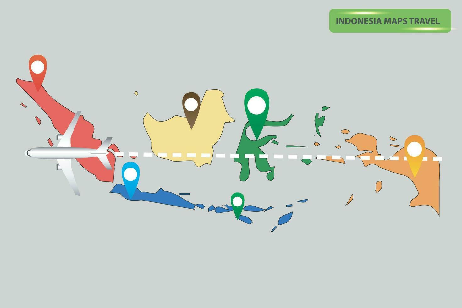 carte de emplacement de Indonésie avec Avions en volant plus de ses territoire vers le destination vecteur illustration