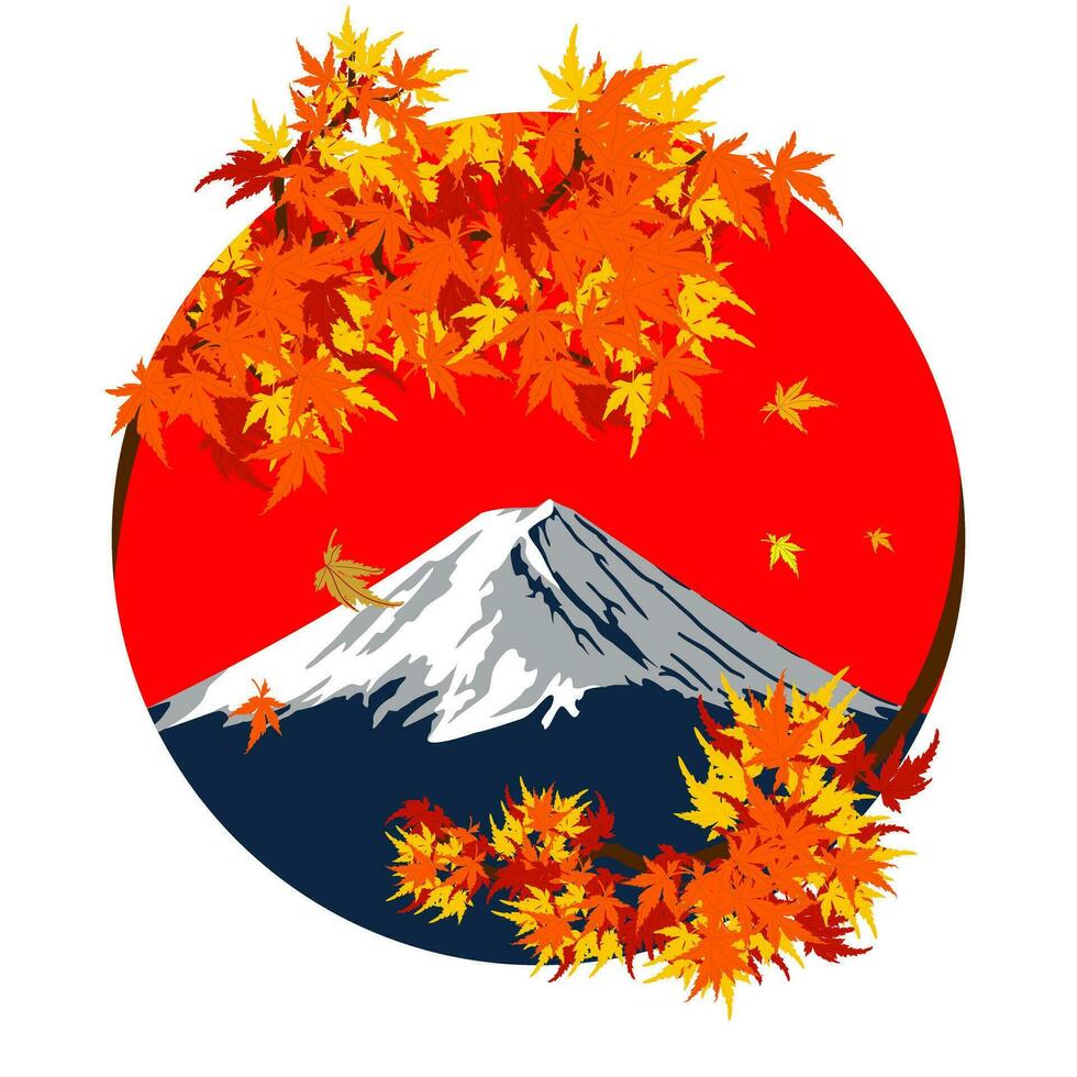 mt. Fuji pendant le content temps de l'automne feuilles vecteur