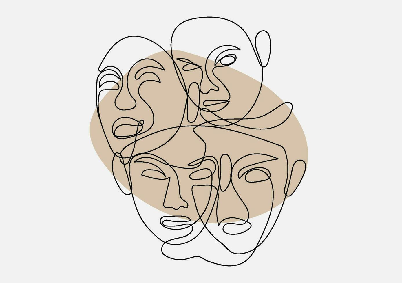 abstrait visage un ligne art. minimal contour dessin style. graphique vecteur illustration