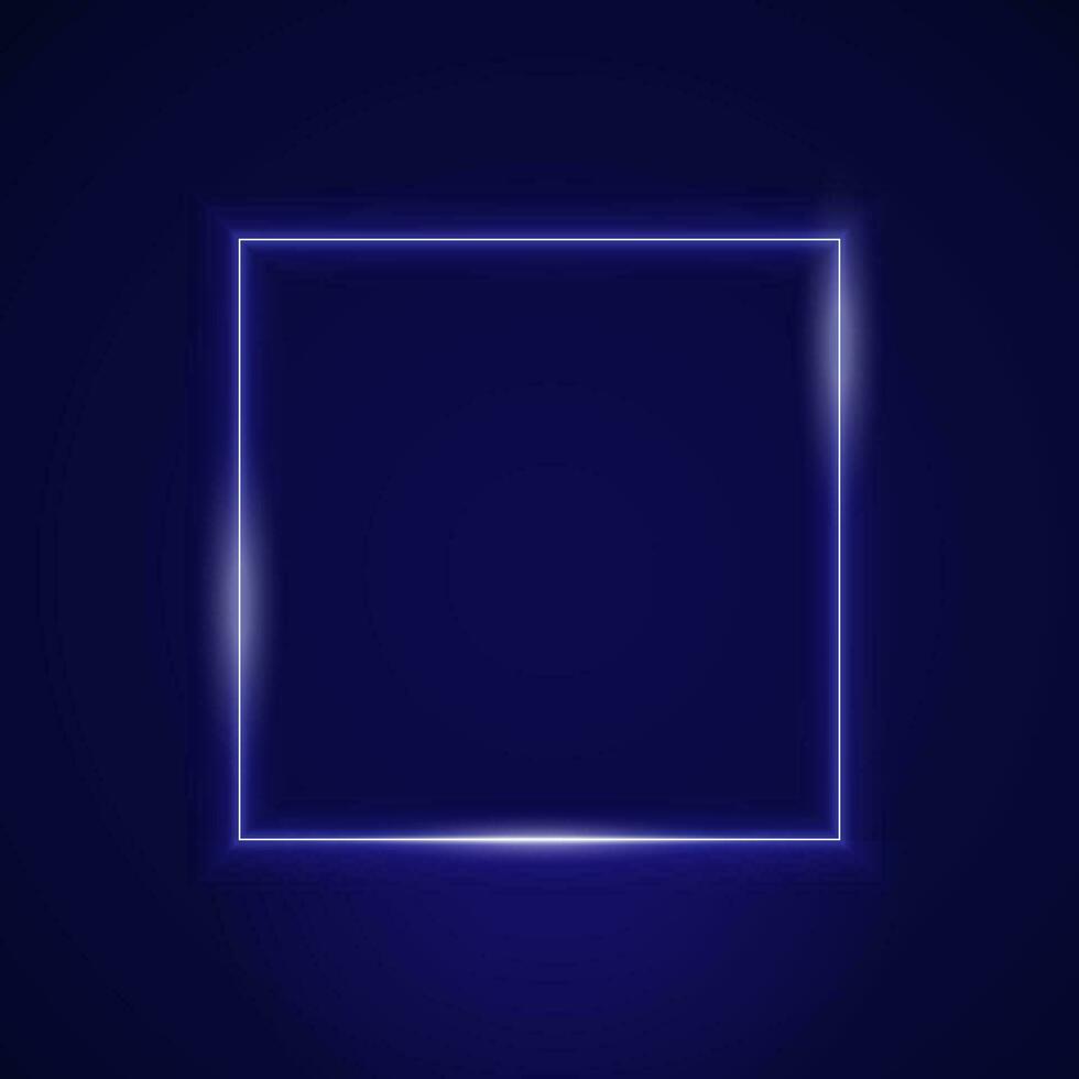 cadre néon carré brillant. bordure géométrique brillante illustration vectro. vecteur