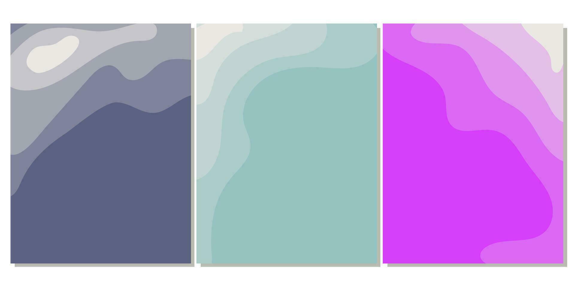 vecteur ensemble de modèles pour des postes sur social réseaux avec un abstrait composition de biologique formes de le Terre les niveaux dans une moderne minimaliste collage style pour votre décoration. bleu