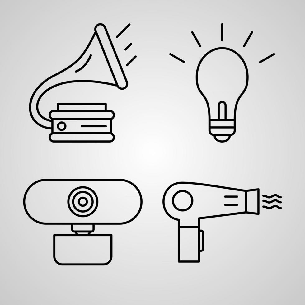 ensemble simple d'icônes de ligne vectorielle d'électronique et d'appareils vecteur