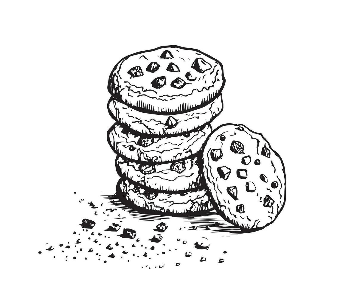 biscuits vecteur esquisser ligne dessin noir sur blanc