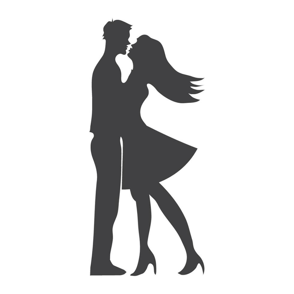 noir silhouette de romantique couple. homme en portant femme dans le sien bras. vecteur