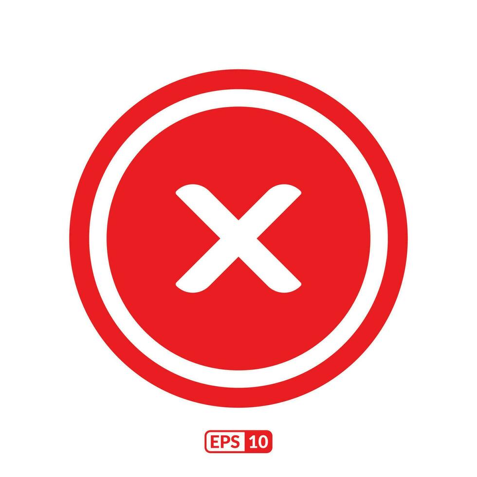 traverser marque rouge plat icône. traverser marque rouge symbole eps10. vecteur