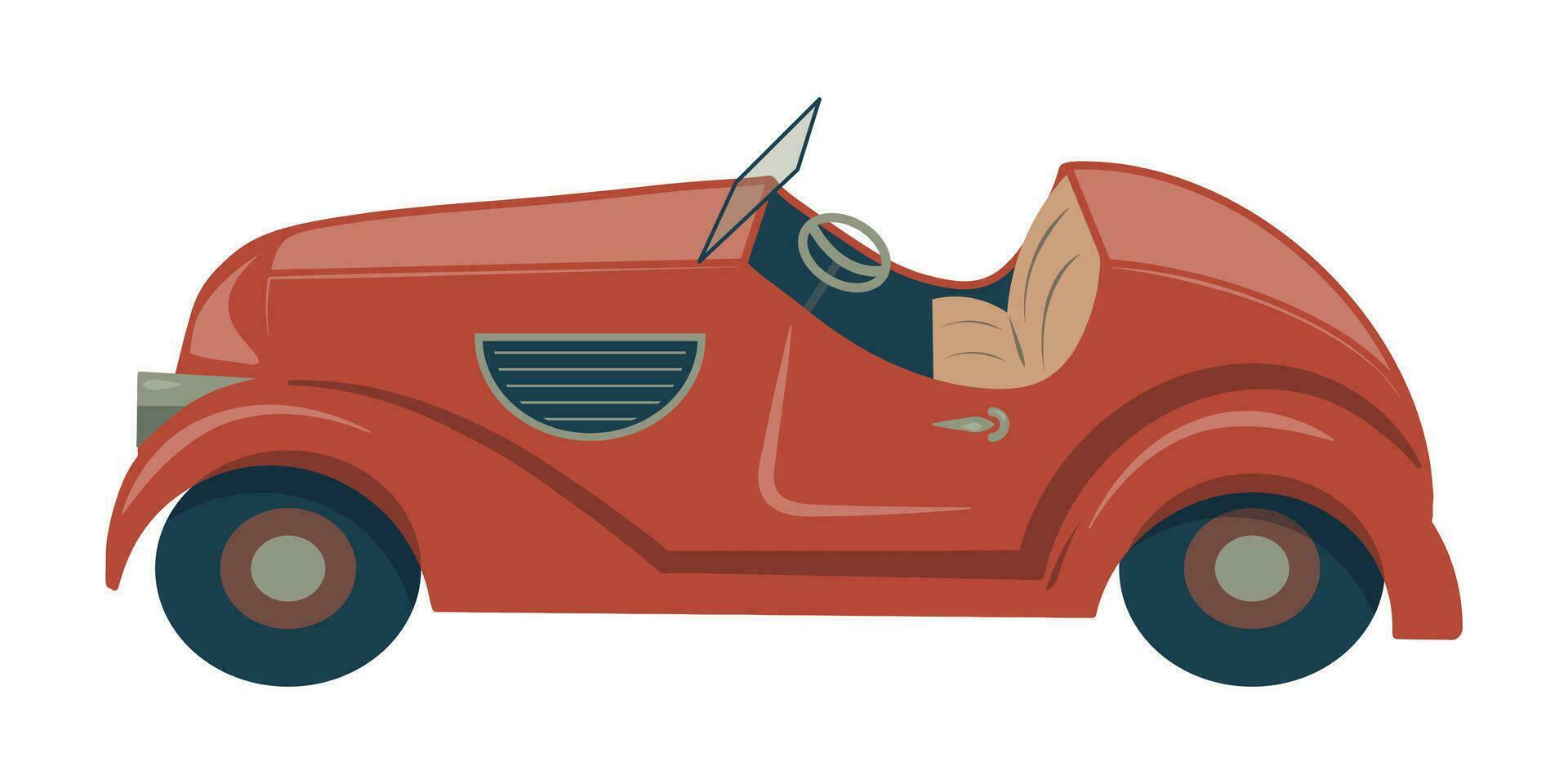 vieux voiture dans rétro style. années 1930, rouge ancien auto. vecteur illustration dans une plat style.