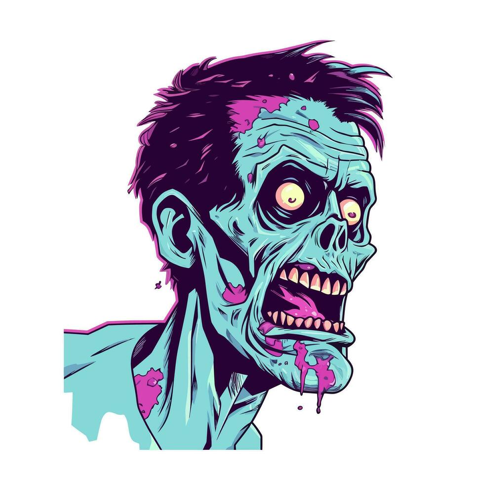 zombi tête néon vecteur