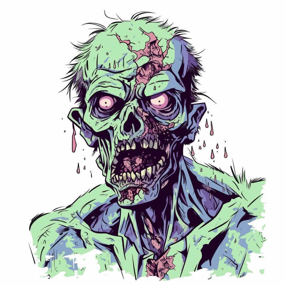 vieux zombi tête vecteur