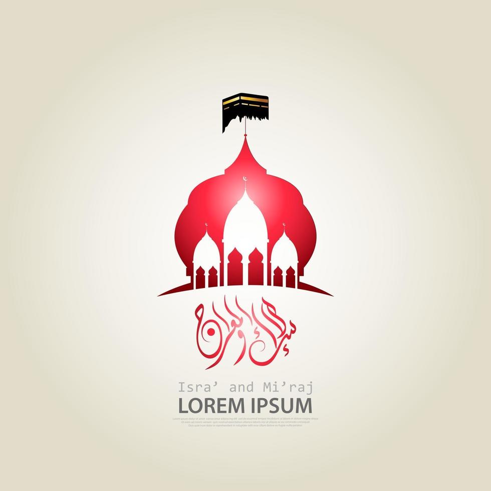 illustration d'isra et miraj le voyage de nuit du prophète muhammad avec une couleur dorée avec une combinaison d'ornements circulaires carte de voeux traditionnelle vecteur