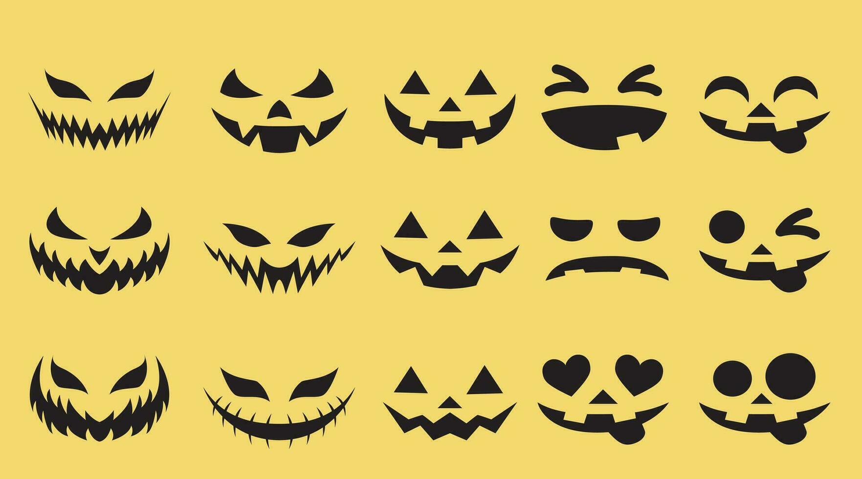 Halloween citrouilles imprimable visages 2 vecteur