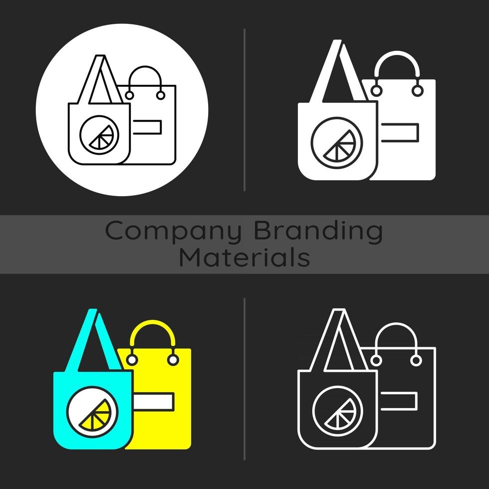 icône de thème sombre de sacs de marque vecteur