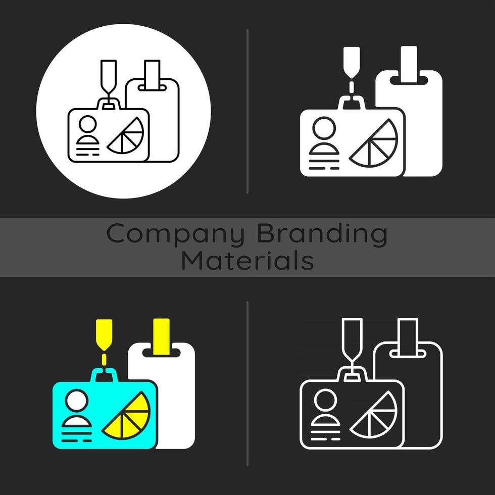 badges d'identification de conférence et de réunion de marque icône de thème sombre vecteur