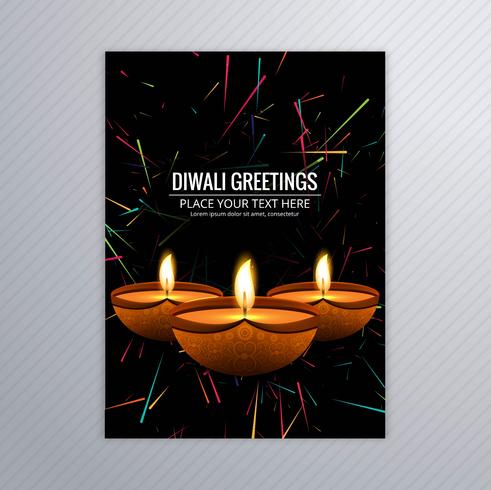 Affiche avec un diya pour la conception de modèle de flyer coloré de diwali vecteur