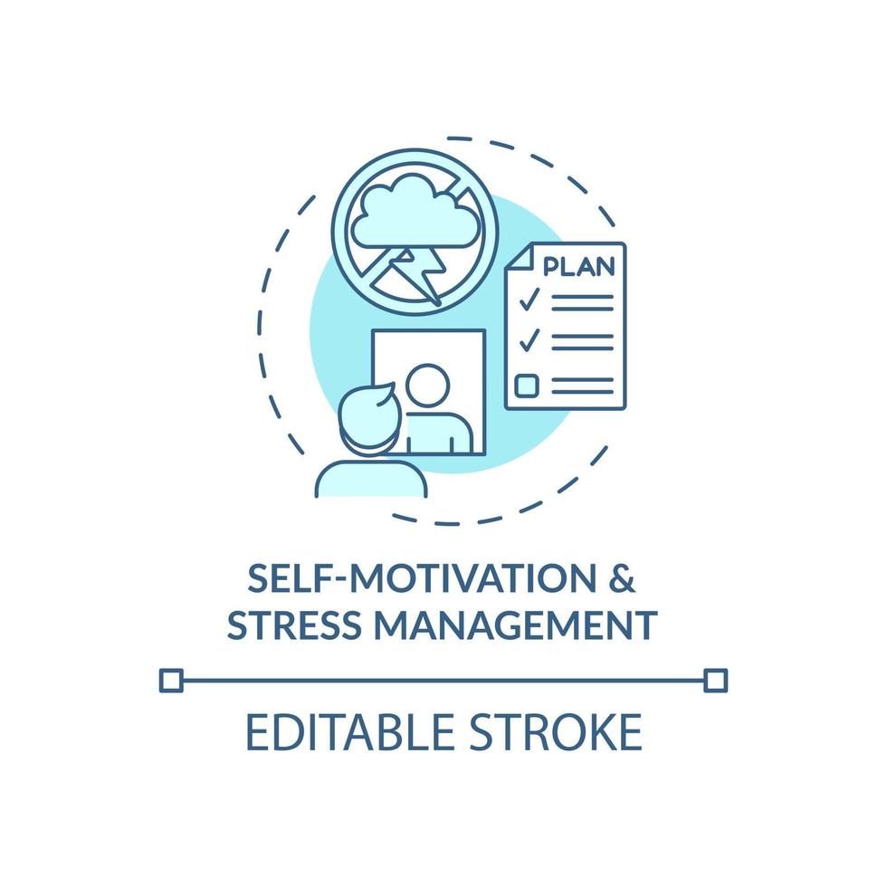 L'auto-motivation et l'icône de concept bleu de gestion du stress vecteur