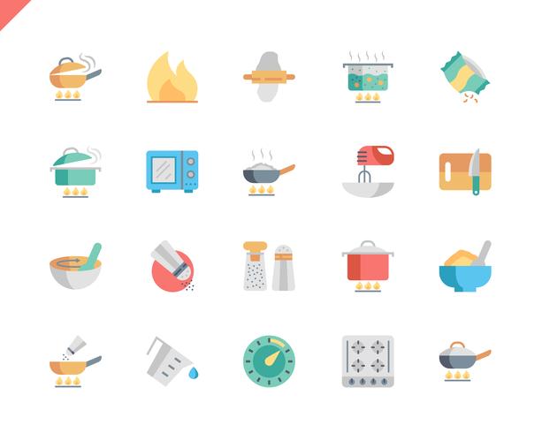 Simple Set Cooking Flat Icons pour site Web et applications mobiles. 48x48 Pixel Parfait. Illustration vectorielle vecteur