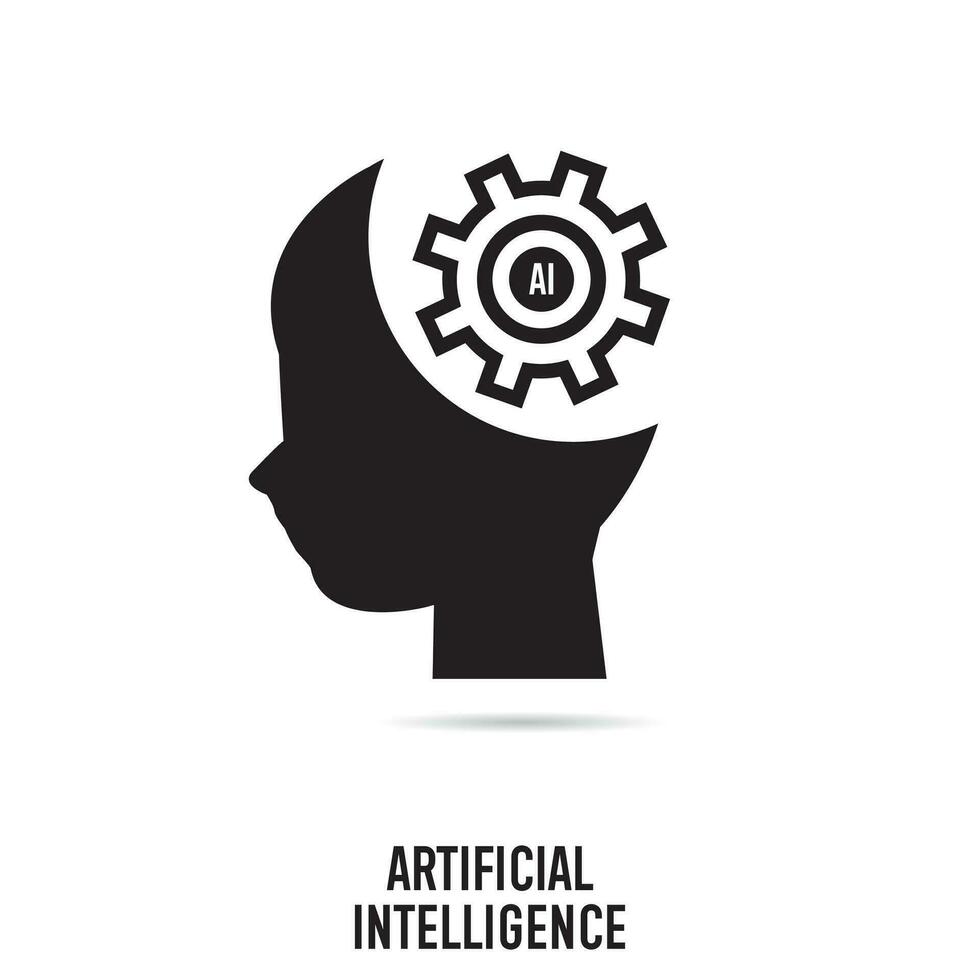 artificiel intelligence icône, robot cerveau, cybercerveau concept, vecteur illustration